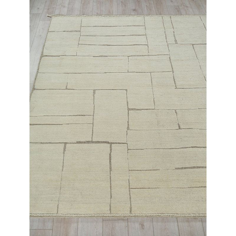 Mojave hand-knotted New Zealand Wool Ivory/Beige Area Rug, 6'X9'