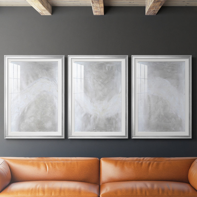 Snowdrift I - impression encadrée sur mesure de qualité supérieure mate - 3 pièces, Argent argent, H 19 po x l 27 po