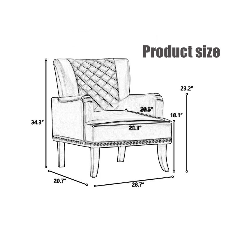 Fauteuil de 28,7 po de large Kailany, Similicuir brun
