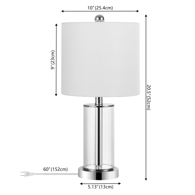 Lampe de table moderne en verre 20,5 po Amner, Chrome chrome