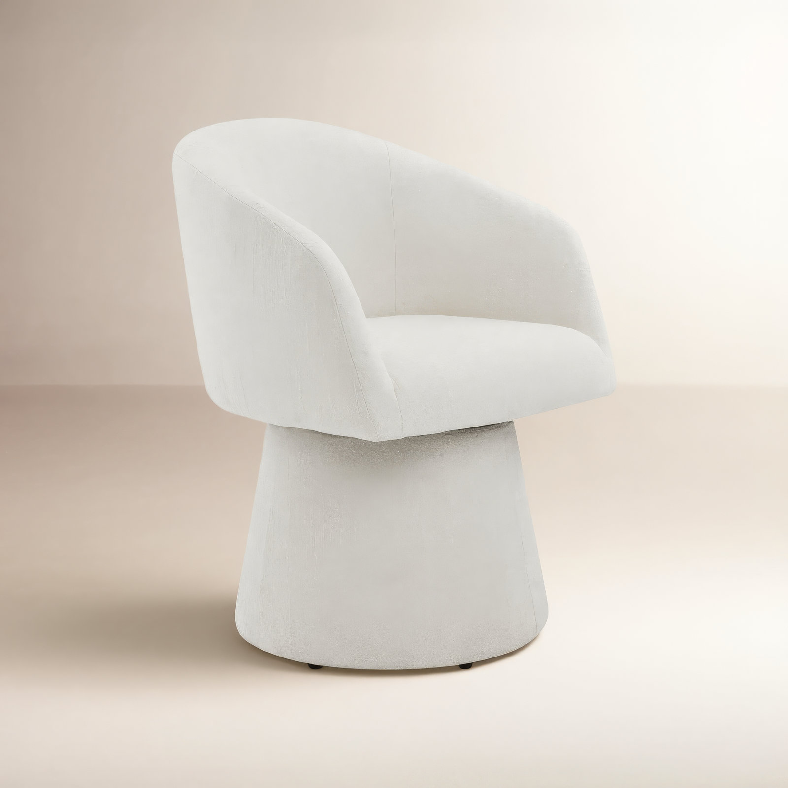 Kyo Swivel Linen Dining Armchair, Mellow Ivory Chenille
