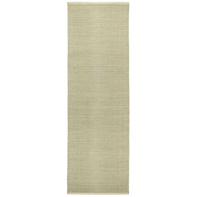 Herringbone Sage Handwoven Cotton Rug, Runner 2'6" x 8'