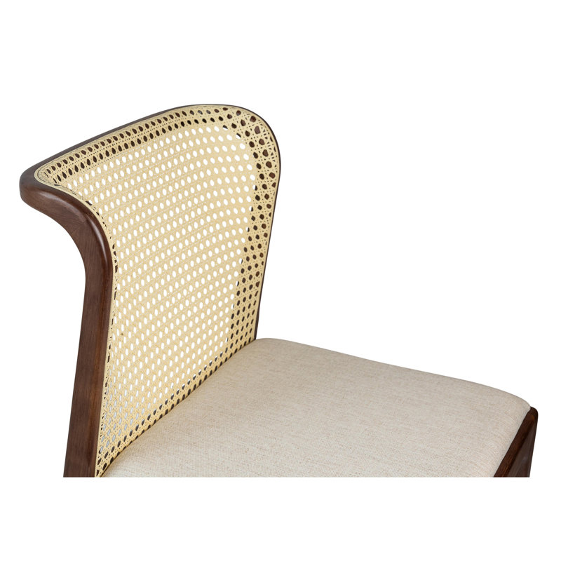 Modern Brazilian Upholstered Dining Chair, Medley Ivory/Nogal and Natural Frame