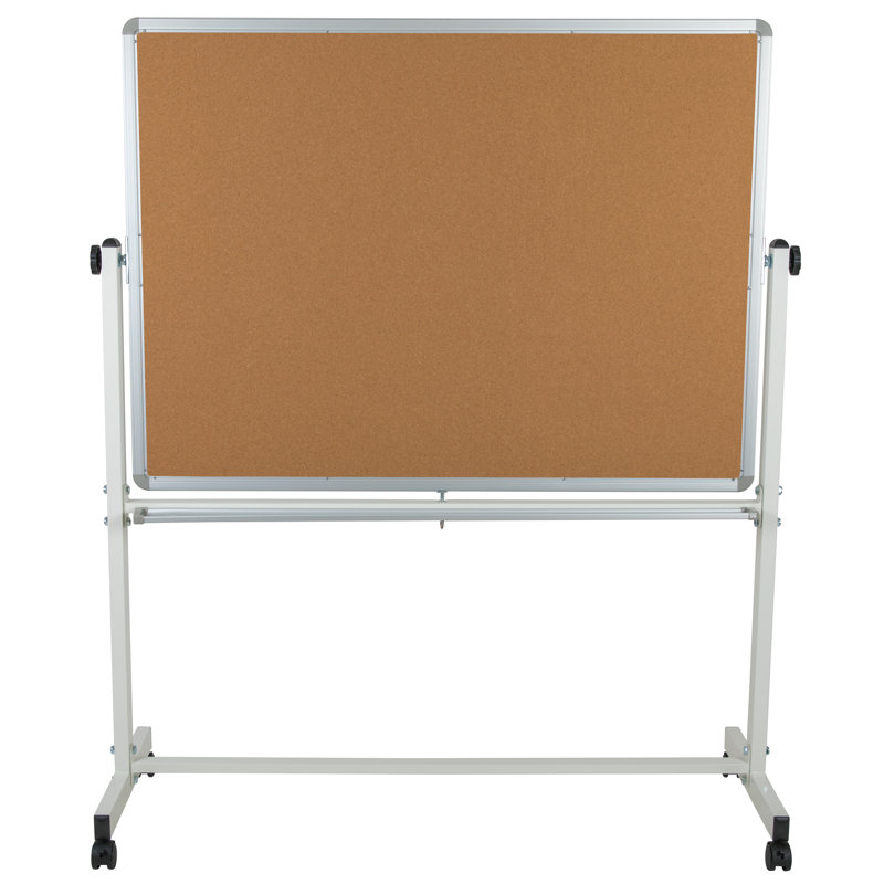 Tableau blanc mobile à double face avec plumier Hendrick, H 62,5 po x l 53 po, Orange