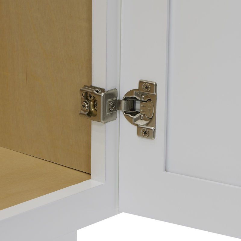 Armoire de salle de bain sur pieds 36 po avec 1 porte et 2 tiroirs, sans comptoir, prête à assembler, blanc Colton, Blanc