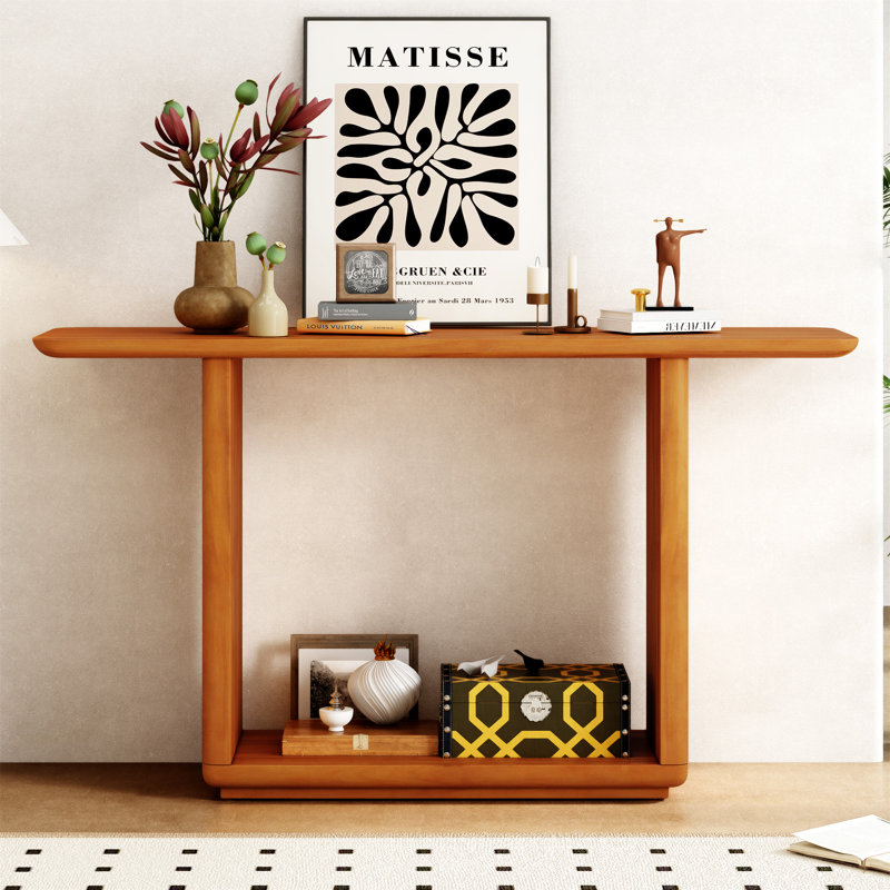Mirod Elegant Minimalist Console Table With Curved Corners, Natural