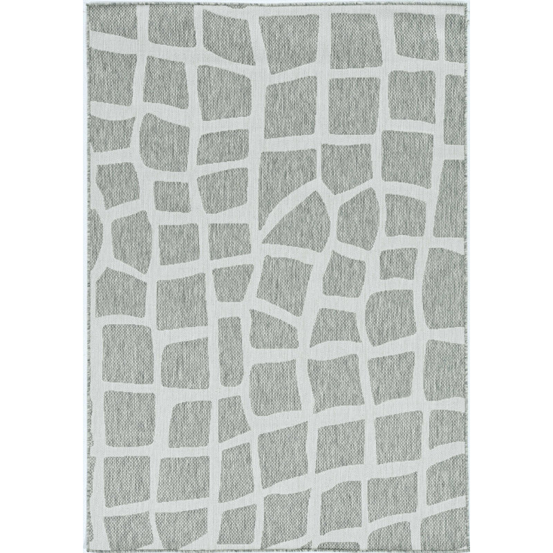 Geometric Tufted Ivory/Gray Area Rug, Rectangle 8' x 11'