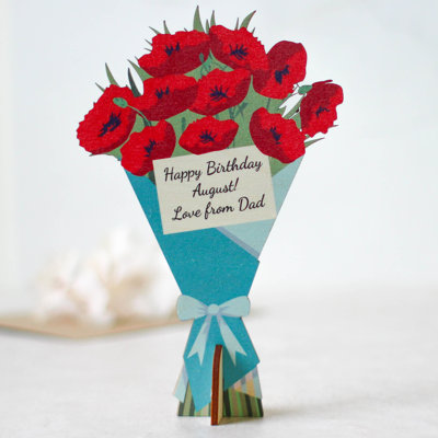 Jertavious Personalised Birth Flower Card, August, Poppy