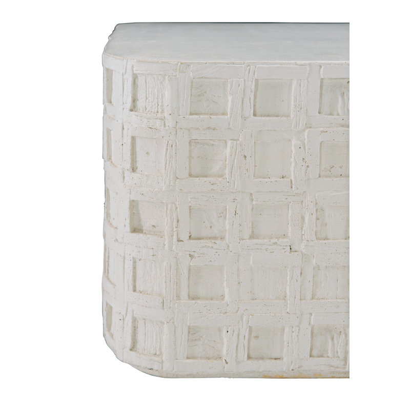 White Square Concrete Coffee Table with Storage