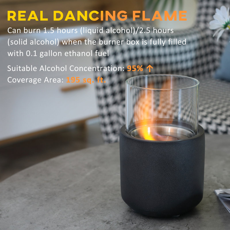 Dark Grey Concrete Tabletop Ethanol Fire Bowl