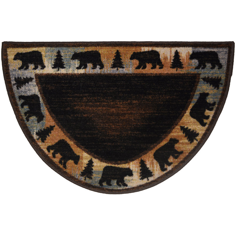 Tapis de cuisine Connor-James Cozy Cabin Wandering Bear, Demi-cercle 2 pi 7 po x 1 pi 7 po