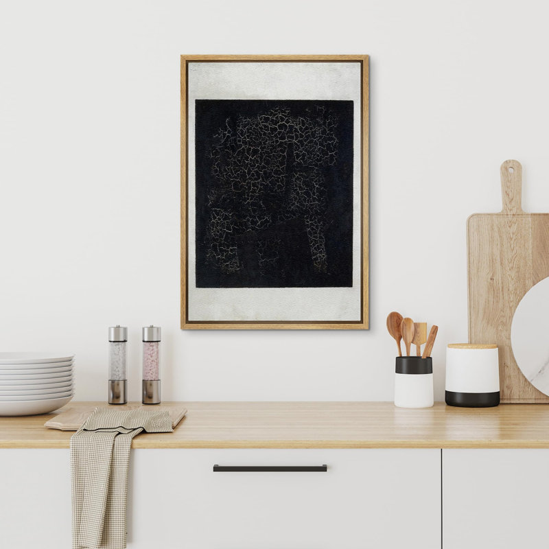 Minimal Landscape " Textured Black Abstract ", Natural, 36" H x 24" W