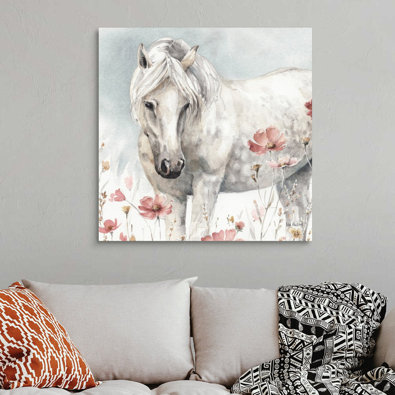 Art sauvage sur toile, "Chevaux sauvages", Toile tendue, H 36 po x l 36 po x P 1 po