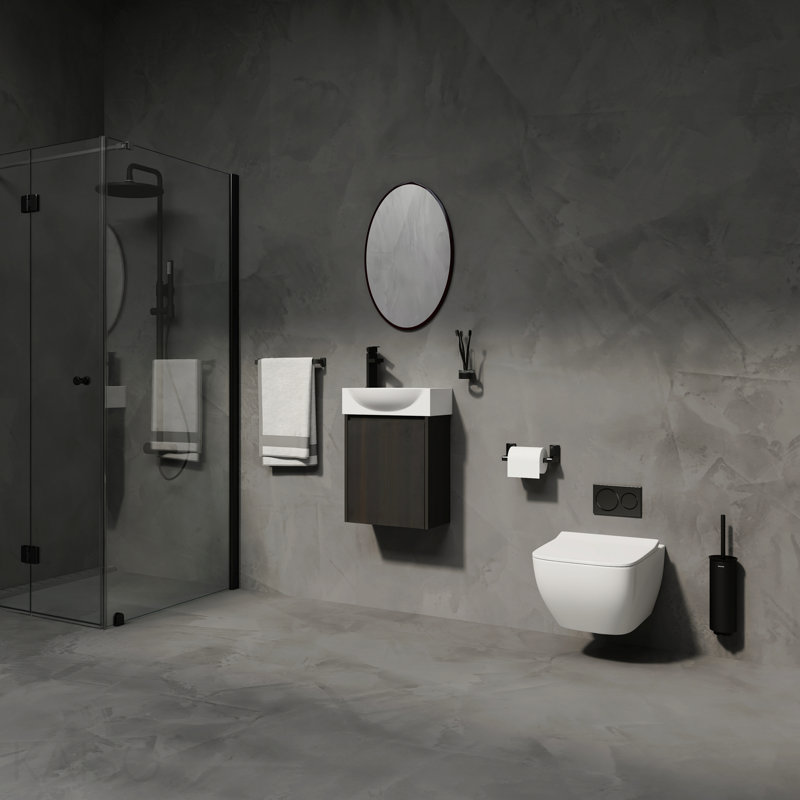 Ensemble de meuble-lavabo de salle de bain 16 po pour petit espace, petit meuble-lavabo moderne avec lavabo en céramique, ensemble d'armoires pour petit lavabo de salle de bain, noir