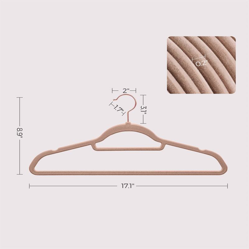 Cintre standard en velours antidérapant, Brun pâle, 50