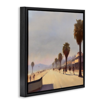 Palm Tree Boulevard Gold Framed Floater Canvas Wall Art by Noah Bay