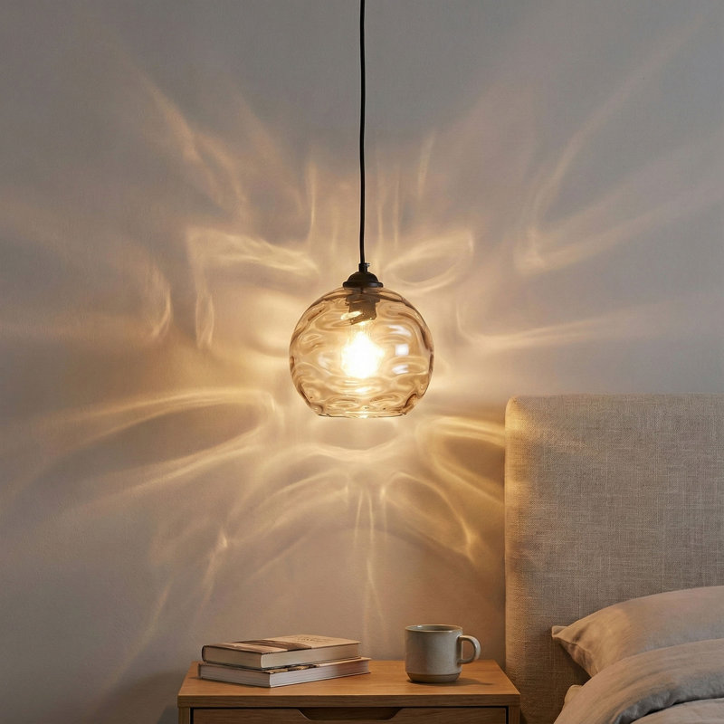 1-Light Textured Glass Dimmable Adjustable Pendant Light