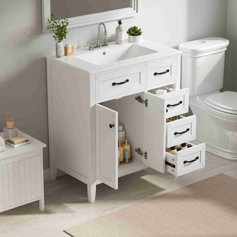 Meuble-lavabo de salle de bain avec lavabo en céramique