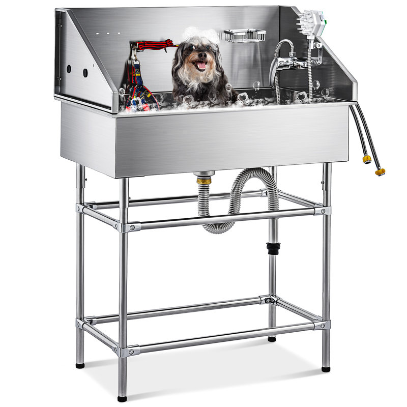 Baignoire de toilettage pour chien 34 po en acier inoxydable