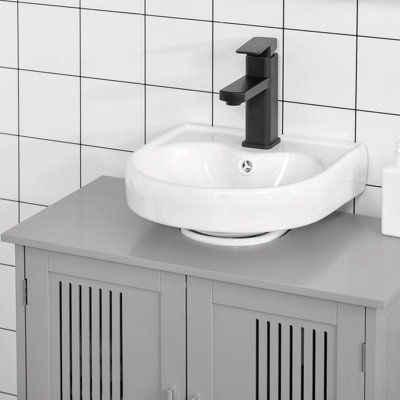 Modern 2-Door Adjustable Shelves Kleankin Cabinet - Under Sink Bathroom Cupboard Pedestal Vanity
