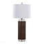 Lampe de table cylindrique cannelée 29,25 po en polyrésine lustrée brune, cristal K9 transparent et abat-jour en lin blanc de Grandview Gallery - ensemble de 2