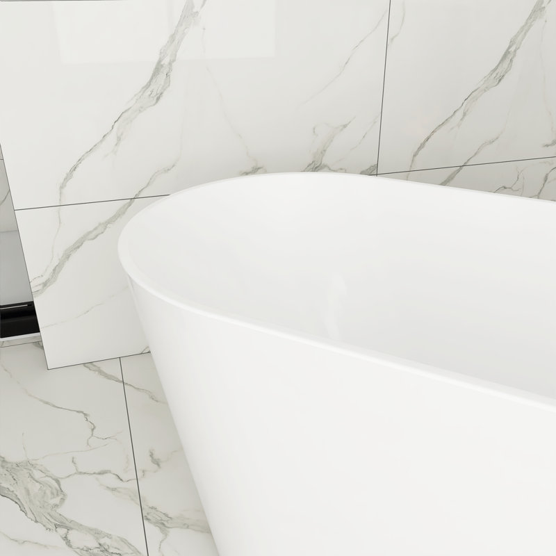 67'' X 31'' Acrylic Freestanding Soaking Bathtub, Glossy White