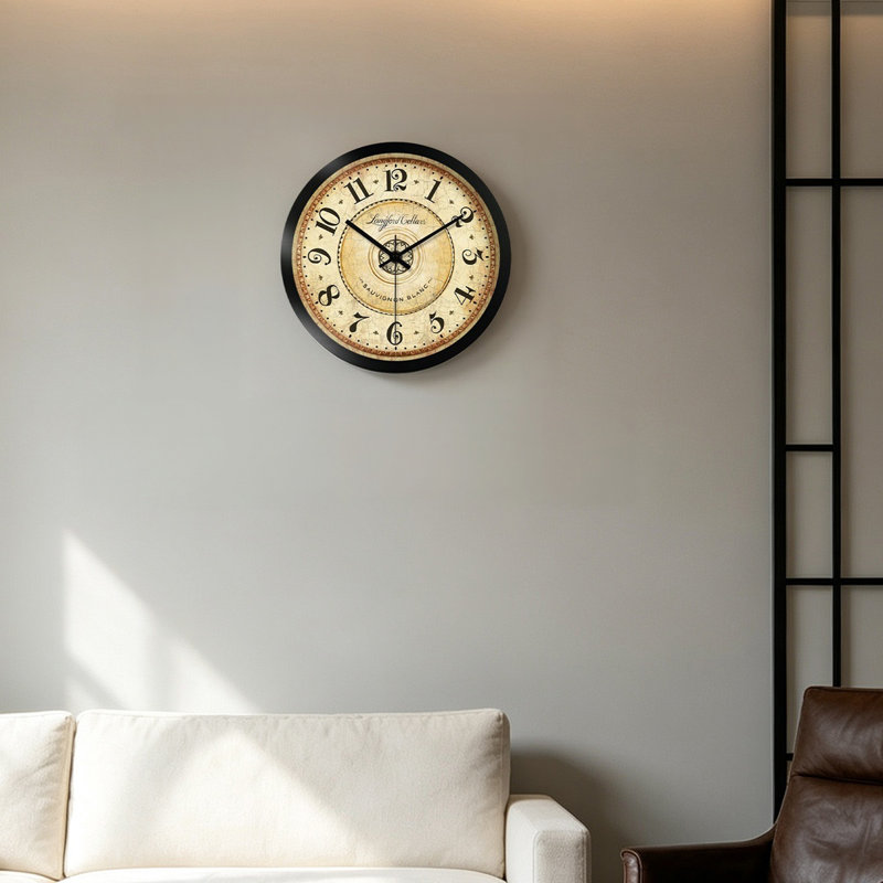 Horloge murale ronde vintage noire, Petit