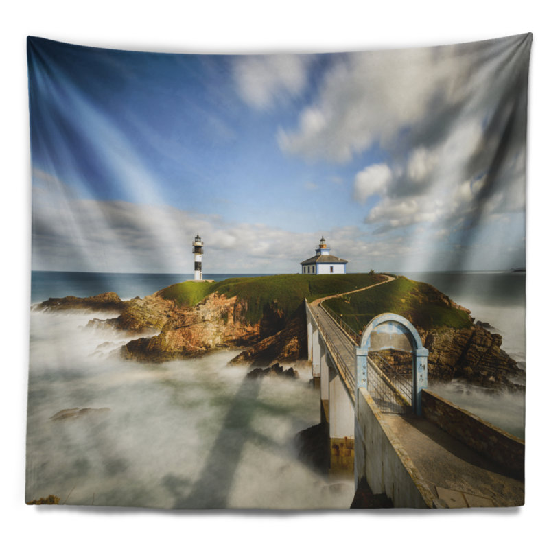 Tapisserie de phare pancha illa cloudy en mer, H 32 po x l 39 po