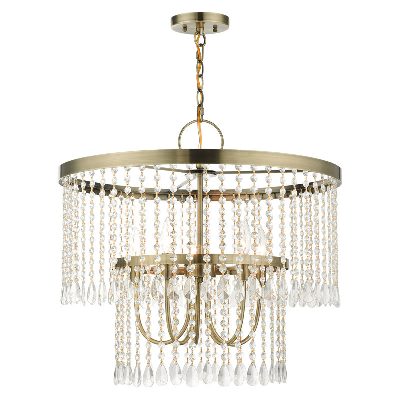 Kingsville 5 - Light Dimmable Tiered Chandelier, Antique Brass