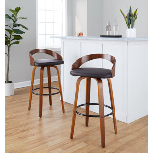 Grotto Mid-Century Modern Counter Stool With Swivel - Set Of 2