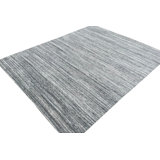 Gray Hand-Knotted Wool Texture Geometric Modern Contemporary Carpet Rug