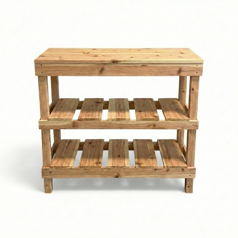 Rustic 3-tier Wooden Console Table – Handcrafted Entryway, Sofa, Or Hallway Table, Natural