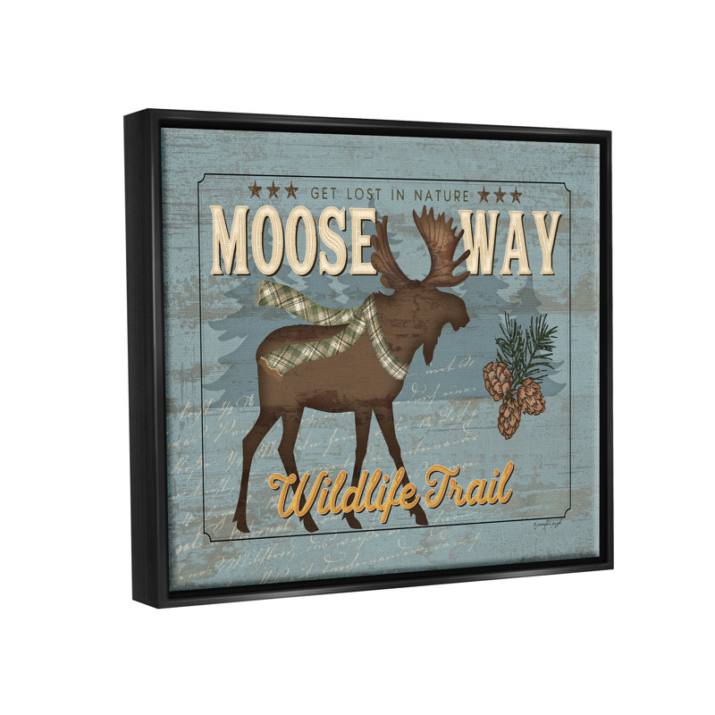 "Moose Way Wildlife Trail", art mural sur toile par Jennifer Pugh, H 17 po x l 21 po x P 1,7 po, Cadre flottant noir de jais