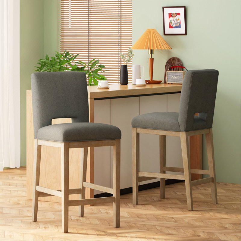 Tabouret de comptoir, ensemble de 2, tissu, Gris, Tabouret de bar (siège d'une hauteur de 31 po)