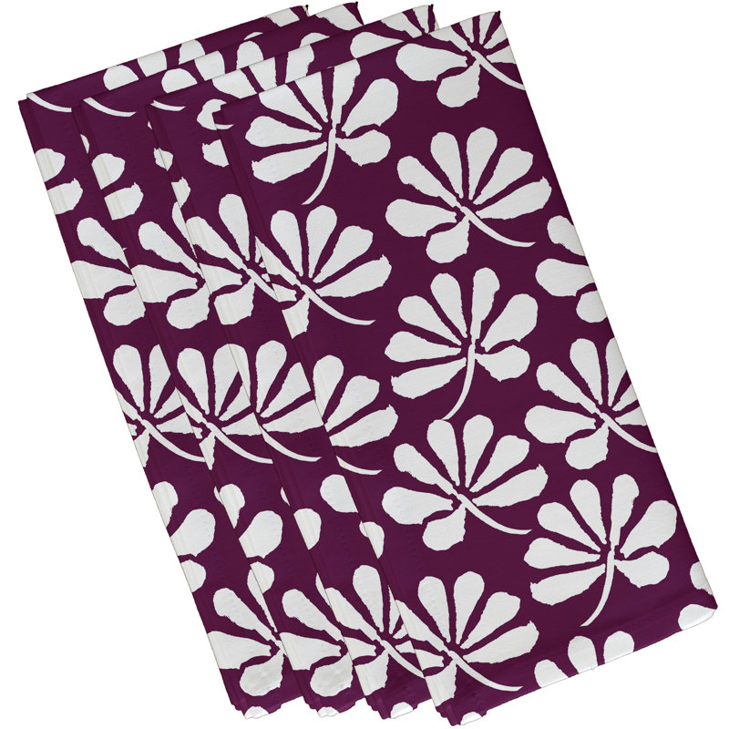 Allen Park Polyester Floral Square Napkin, Purple
