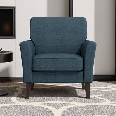 Compact Button-Tufted Accent Chair with Solid Wood Legs - Stylish Space-Saving Seating for Any Room