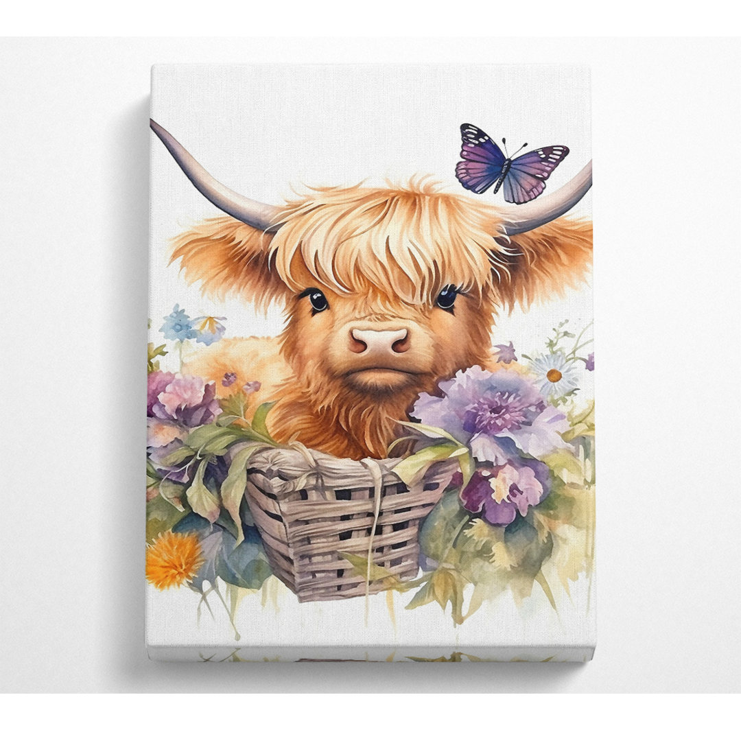 Highland Baby Cow - Einzelner Bilderrahmen Kunstdrucke auf Leinwand