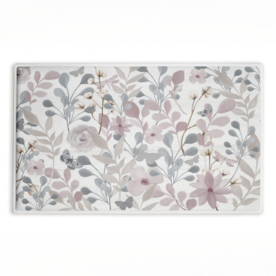 Tapis de bain en peluche imprimé Wildflower Hope Botanicals, design par Kim Allen, 18 po x 30 po