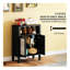 Armoire de bar de style nordique avec portes en rotin et poignées dorées, rangement noir vieilli pour la salle à manger