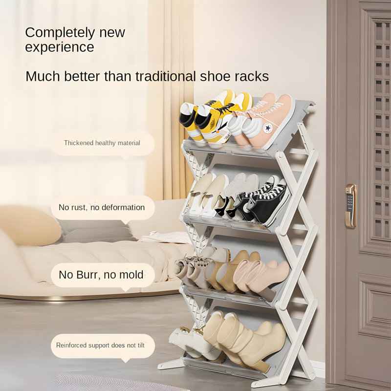 Stackable Shoe Rack, Space-Saving Entryway & Bathroom Organizer, No Installation Required