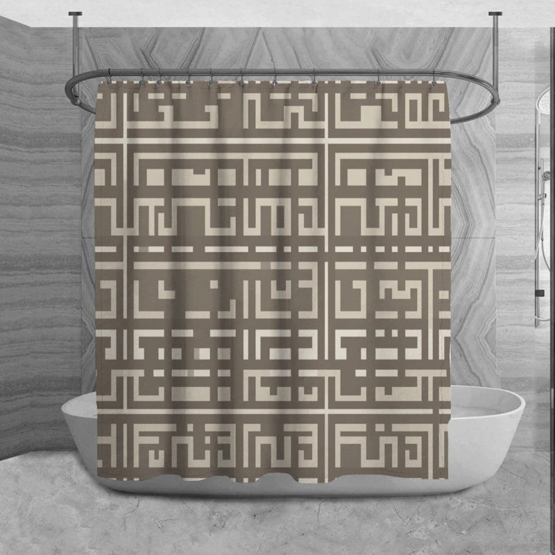 Motif de rideau de douche Greek Key, H 84 po x l 70 po