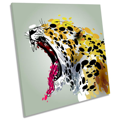 Z0032 Roaring Jaguar Big Cat - Wrapped Canvas Painting