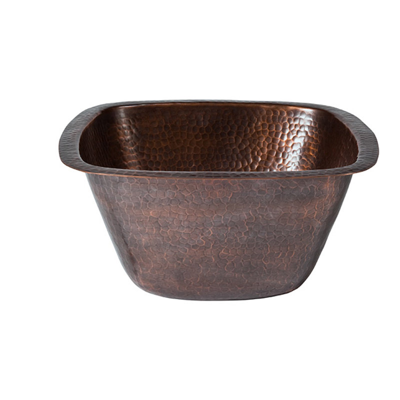 13'' L Single Bowl Copper Kitchen Sink, Antique Copper