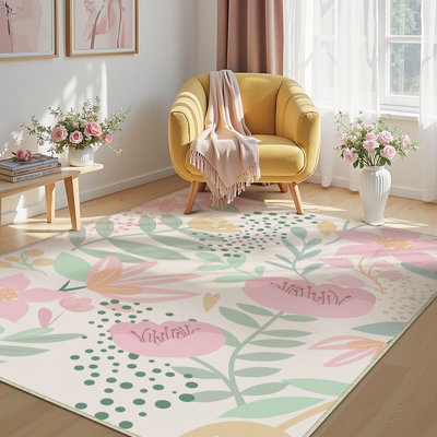  Tapis cerise lavable à la machine avec envers antidérapant