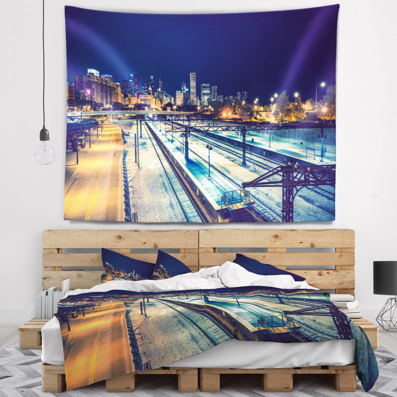 Tapisserie «Cityscape Welcome in Chicago Highway», H 32 po x l 39 po