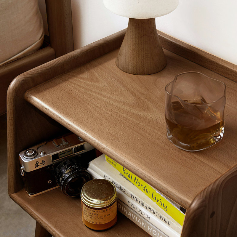 Table de chevet en hêtre massif - armoire de chevet moderne nordique 16 pouces