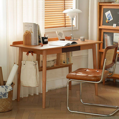 Bureau d'écriture rectangulaire en bois massif avec tiroirs Cherry