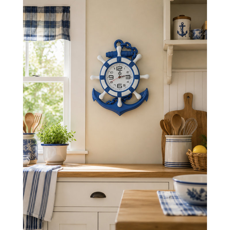 Anchor And Ships Wheel Wall Clock