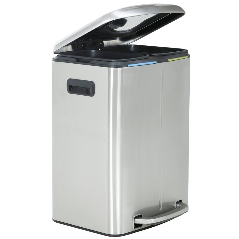 Poubelle de cuisine avec couvercle pour poubelle de salle de bain pour salle de bain avec poubelle en acier inoxydable brossé à l'épreuve des empreintes digitales 10 gallons / 40 L