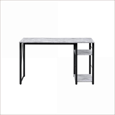 Bureaux d'écriture, blanc antique Vadna & amp; Finition noire avec tablette à 2 niveaux Base ouverte en métal | Bois synthétique, métal